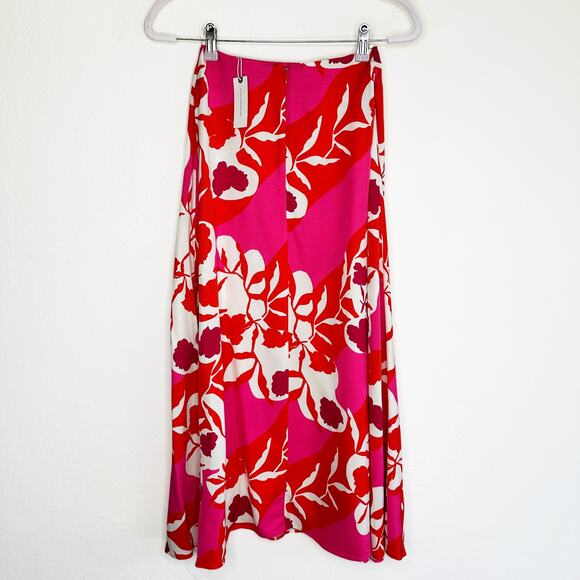 NWT Anthropologie Marimekko Volyymi Serenaadi Pink Red Floral A Line Midi Skirt - Picture 9 of 14
